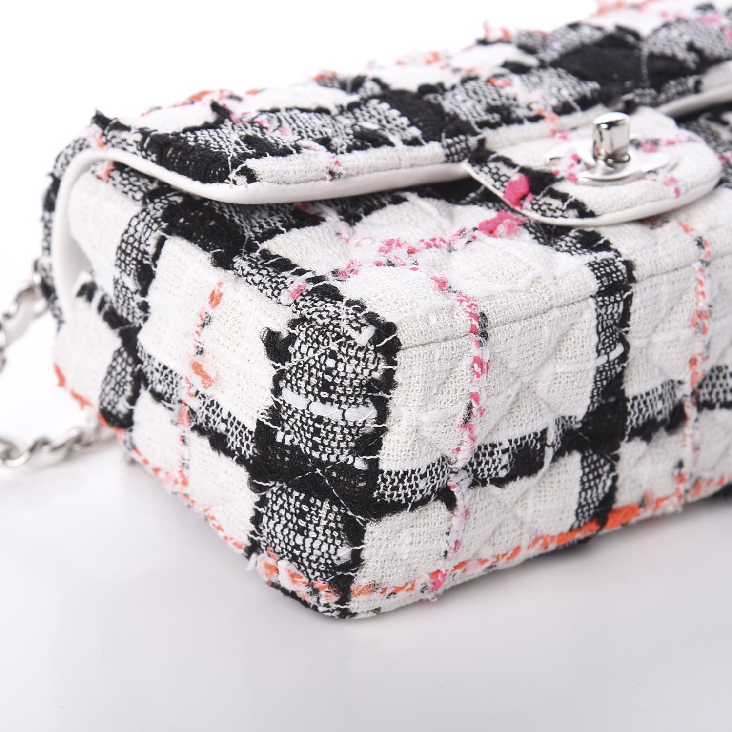 Chanel Tweed Quilted Mini Rectangular Flap Black White Pink 8 of 9