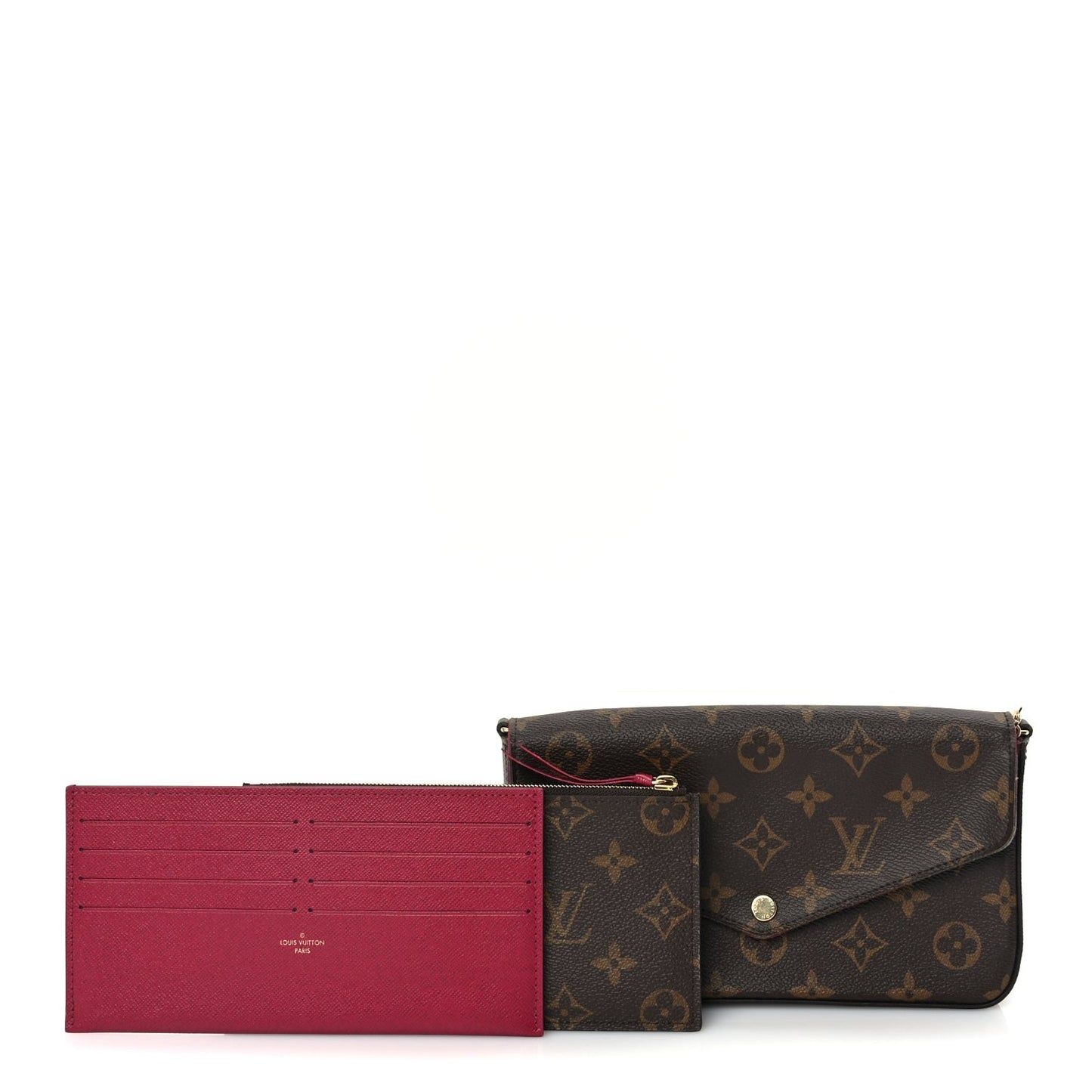 Monogram Pochette Felicie Chain Wallet  Fuchsia