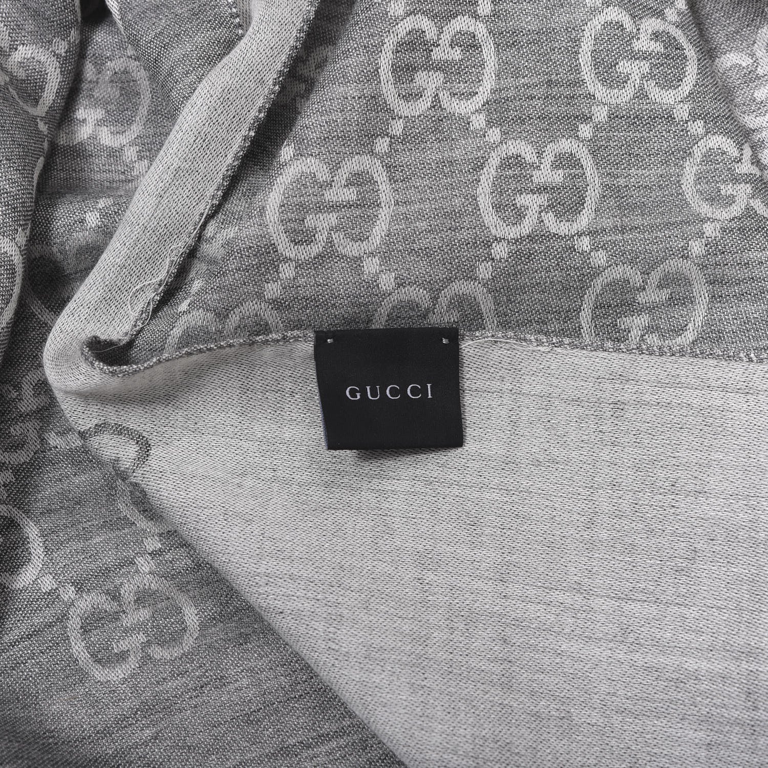 Gucci Wool Silk GG Monogram GGNat Scarf Lead 3 of 3