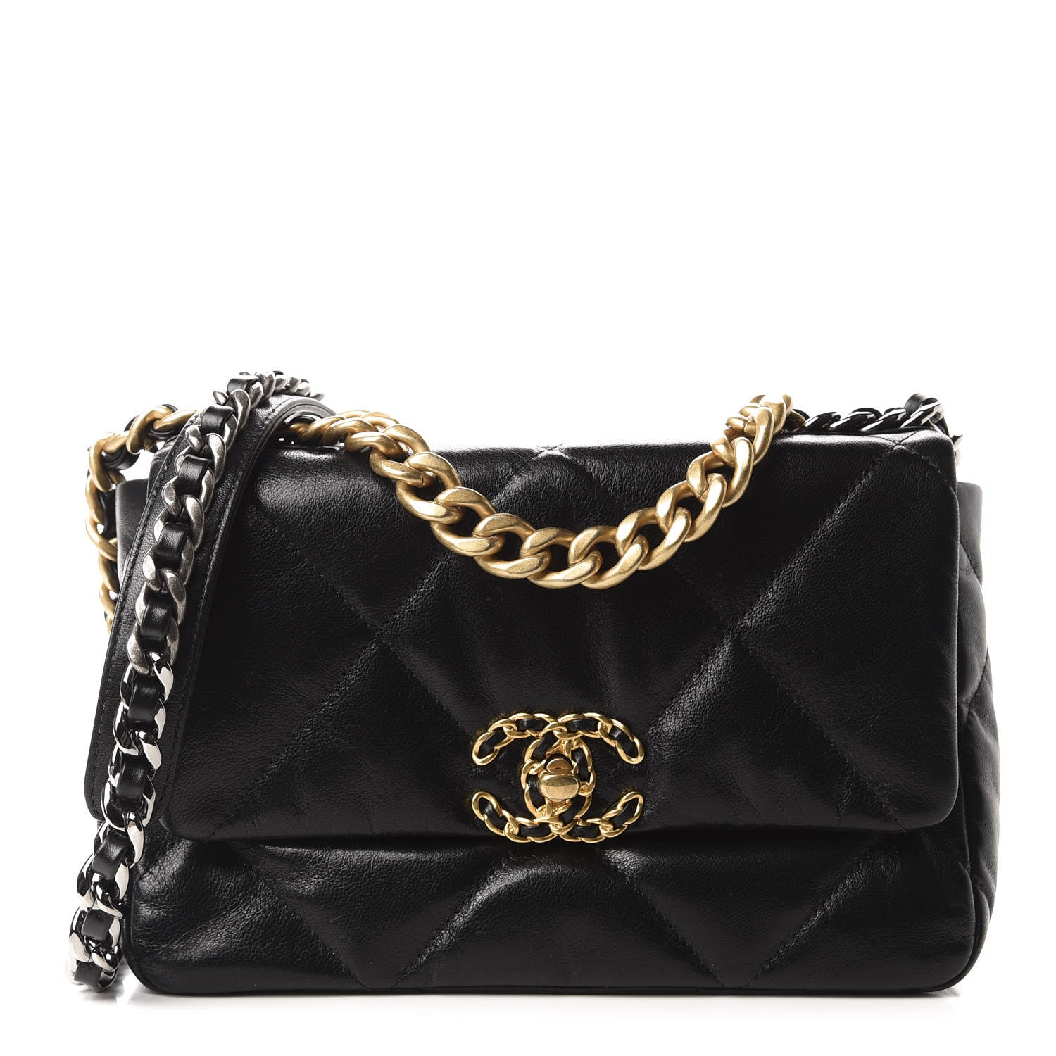Chanel Lambskin Quilted Medium 19 Flap Black 1 of 10