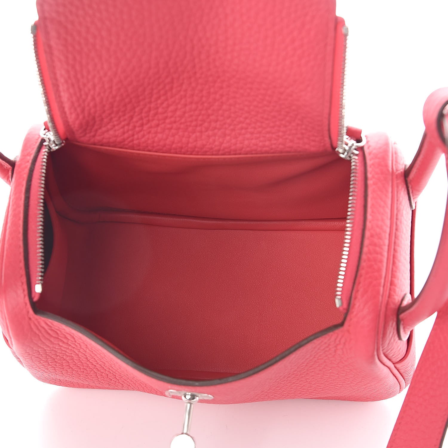 Hermes Taurillon Clemence Mini Lindy 20 Rose Extreme 5 of 8