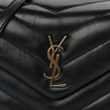 Saint Laurent Calfskin Y Quilted Monogram Toy Loulou Crossbody Satchel Black 6 of 8