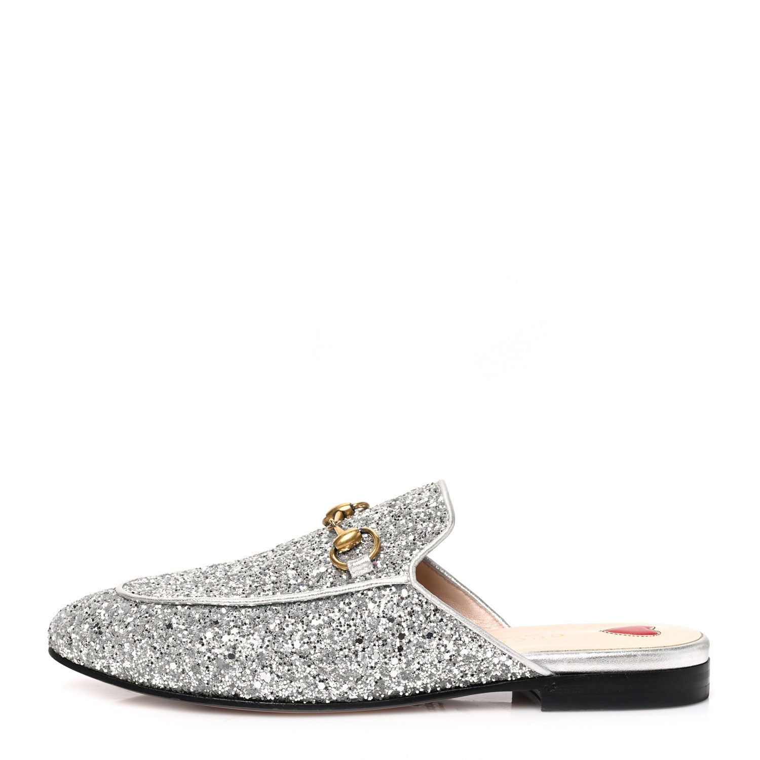 Gucci Glitter Womens Princetown Slippers 36 Silver 1 of 9