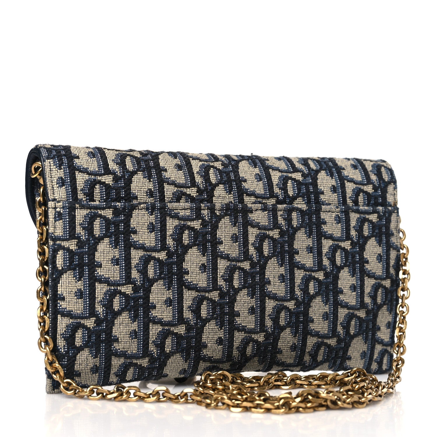 Christian Dior CHRISTIAN DIOR Oblique Saddle Chain Long Wallet Blue 3 of 10