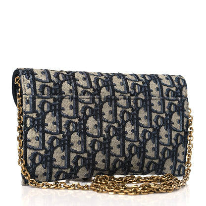Christian Dior CHRISTIAN DIOR Oblique Saddle Chain Long Wallet Blue 3 of 10