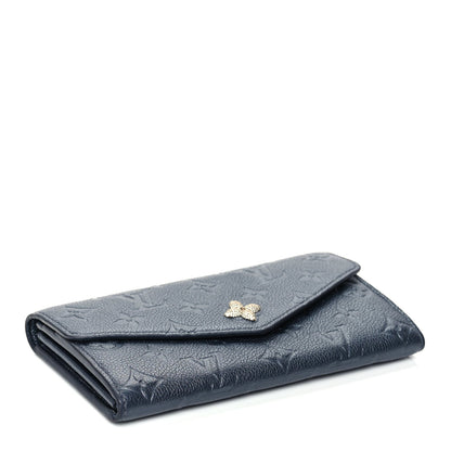 Louis Vuitton Metallic Empreinte Monogram Crystal Flower Sarah Wallet Navy Blue 4 of 7