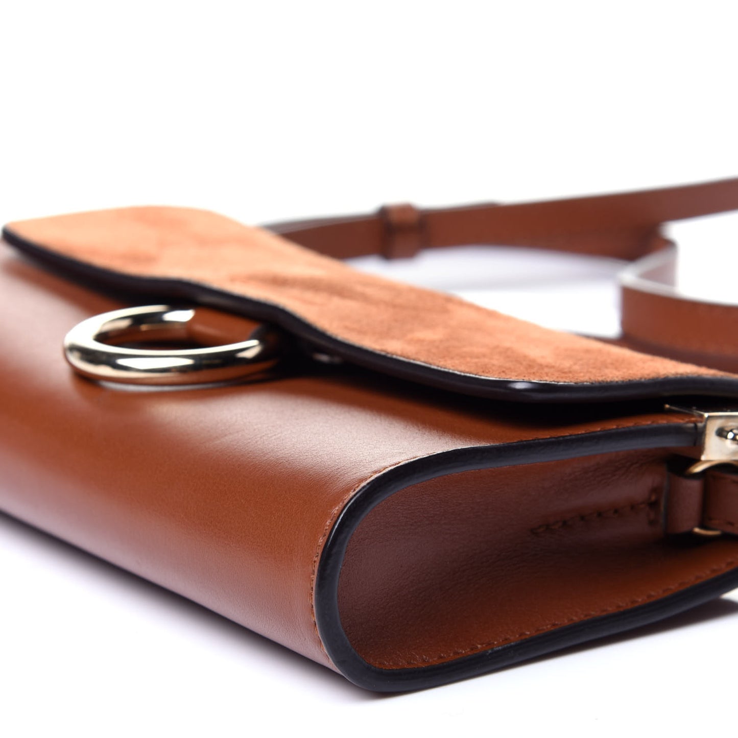 Suede Calfskin Mini Faye Shoulder Bag Tobacco