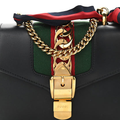 Gucci Calfskin Mini Sylvie Chain Shoulder Bag Black 8 of 10