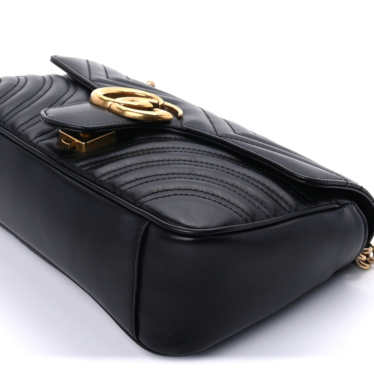 Calfskin Matelasse Small GG Marmont Shoulder Bag Black