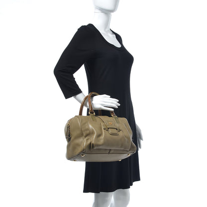 MCM Pebbled Calfskin Lizard Boston Bag Brown 2 of 9