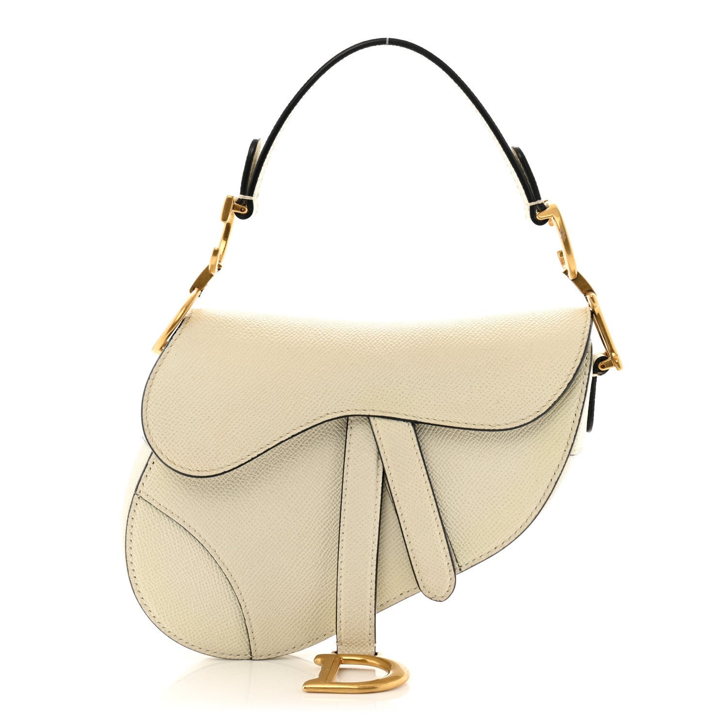 Christian Dior Grained Calfskin Mini Saddle Bag Ivory 1 of 7