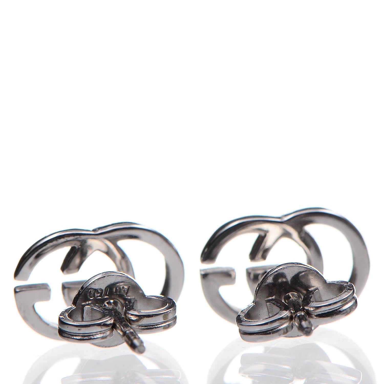 Gucci 18K White Gold GG Tissue Stud Earrings 2 of 4