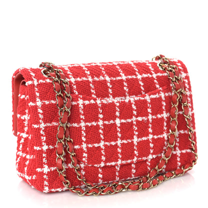 Chanel Tweed Quilted Medium Double Flap Red White 3 of 11