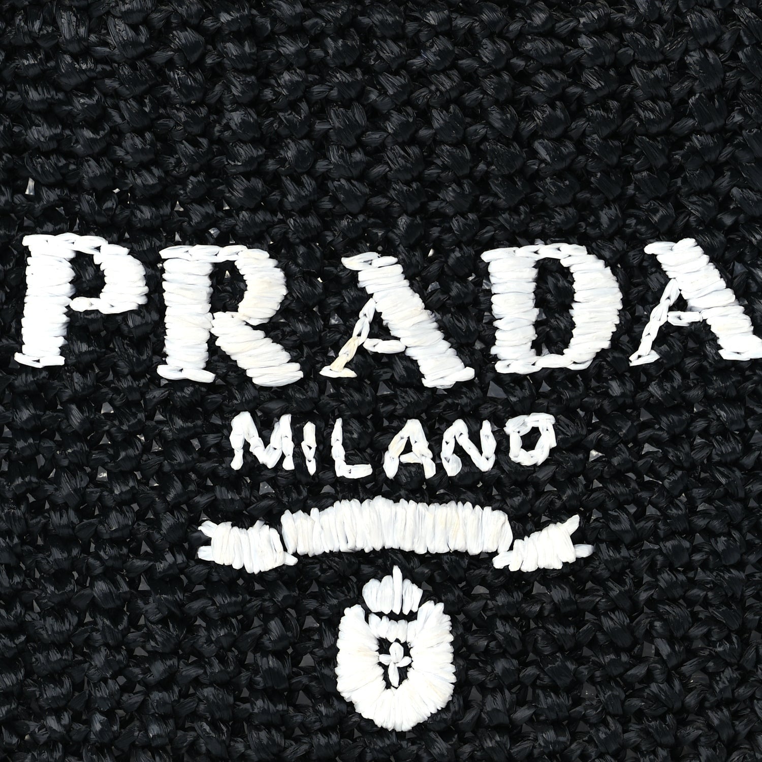 Prada Yarn Raffia Effect Crochet Small Logo Tote Black 6 of 8