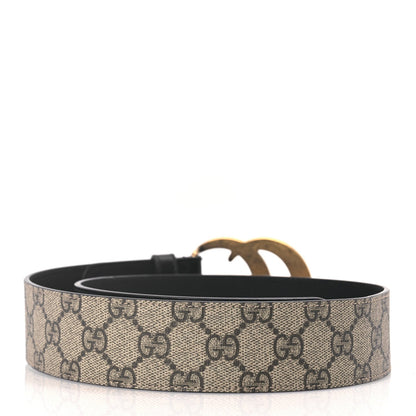 Gucci GG Supreme Monogram Matte Plutone Calfskin Double G 40mm Belt 70 28 Beige Ebony Black 2 of 5