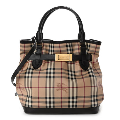Burberry Haymarket Check Medium Golderton Tote Chocolate 1 of 9
