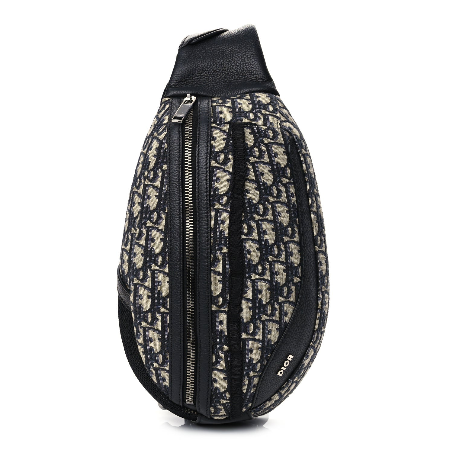 Christian Dior Grained Calfskin Oblique Scarab Sling Bag Blue Black 1 of 9