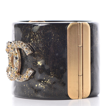 Chanel Resin Crystal CC Cuff Black Bronze 3 of 10