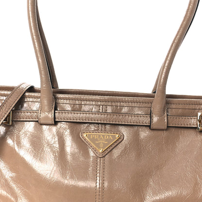 Prada Glossy Calfskin Triangle Medium Bonnie Shoulder Bag Cameo 8 of 10