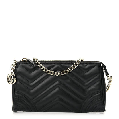 Gucci Calfskin Matelasse Chevron Small GG Marmont Shoulder Bag Black 1 of 10
