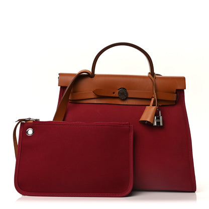 Hermes Vache Hunter Toile Herbag Zip 31 PM Rubis 2 of 10