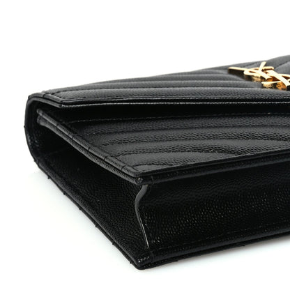 Saint Laurent Grain De Poudre Matelasse Chevron Monogram Envelope Chain Wallet 7 of 8