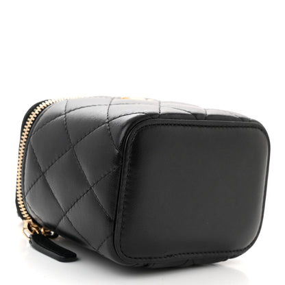 Chanel Lambskin Quilted Mini Pearl Crush Vanity Case With Chain Black 4 of 10