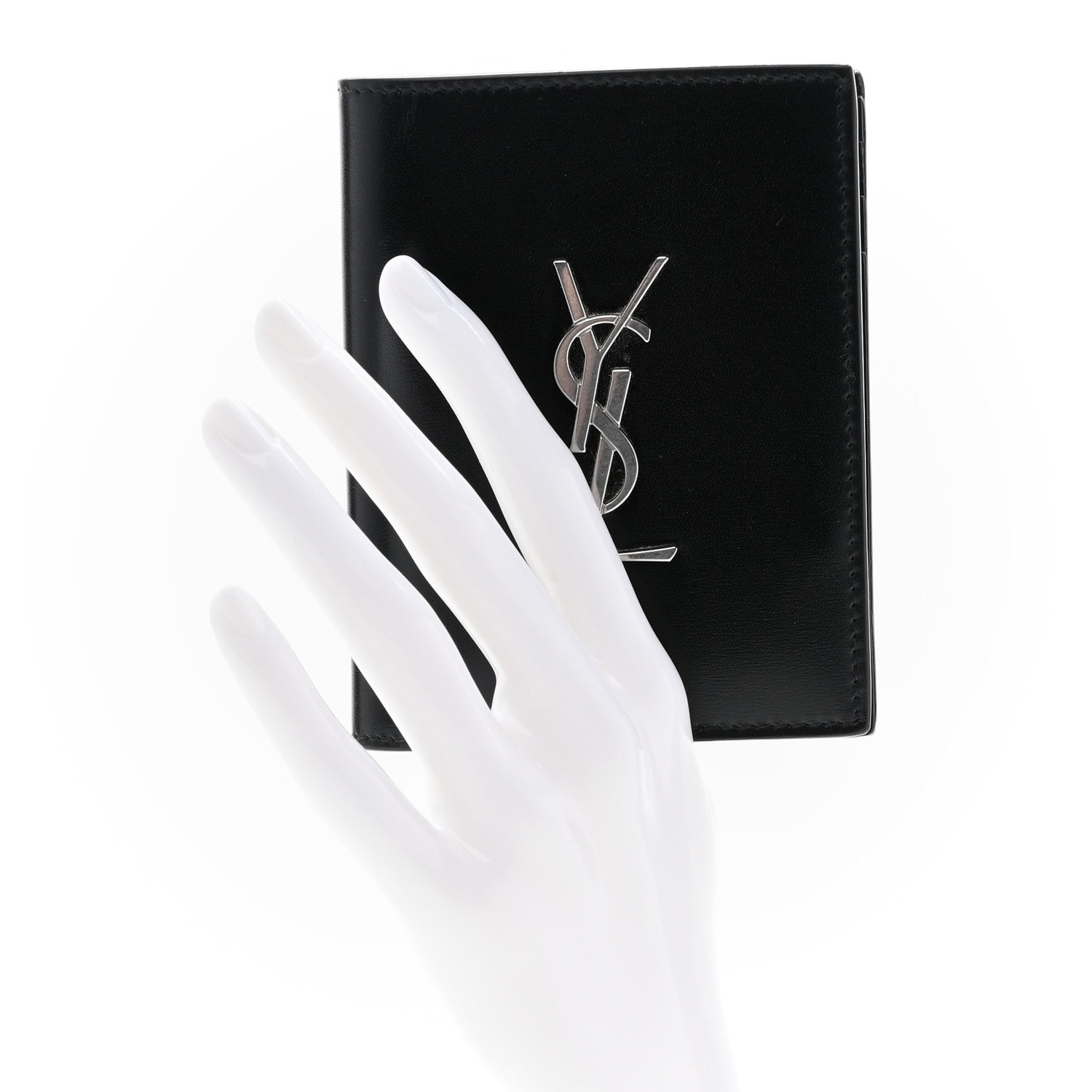 Saint Laurent Smooth Calfskin Cassandre Credit Card Wallet Black 2 of 11