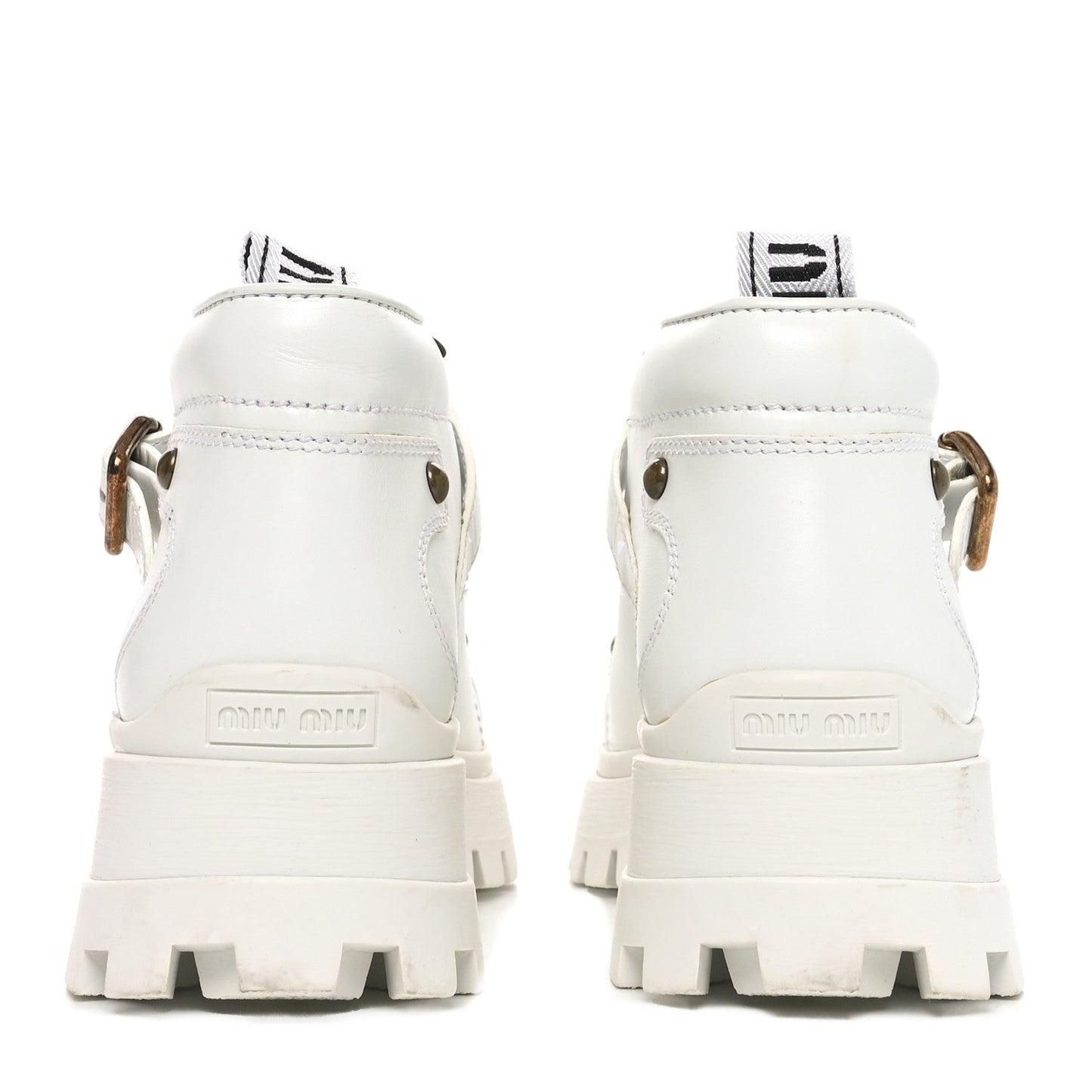 Calfskin Lace Up Ankle Boots 40 White