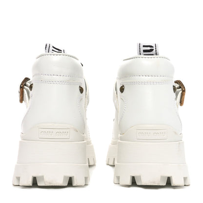 Miu Miu Calfskin Lace Up Ankle Boots 40 White 6 of 7