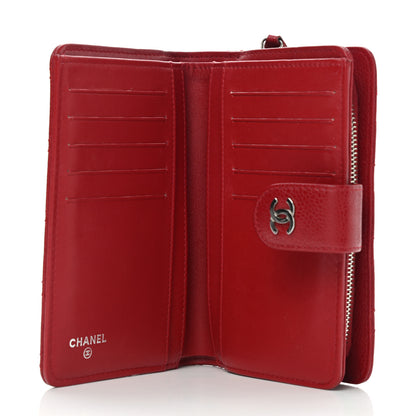 Chanel Caviar Quilted Zipped Pocket Wallet Red 5 of 10