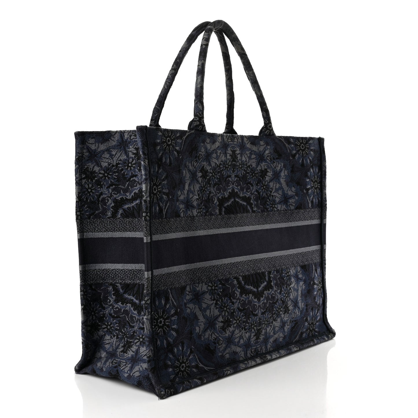Canvas Embroidered Large KaleiDioroscopic Book Tote Blue
