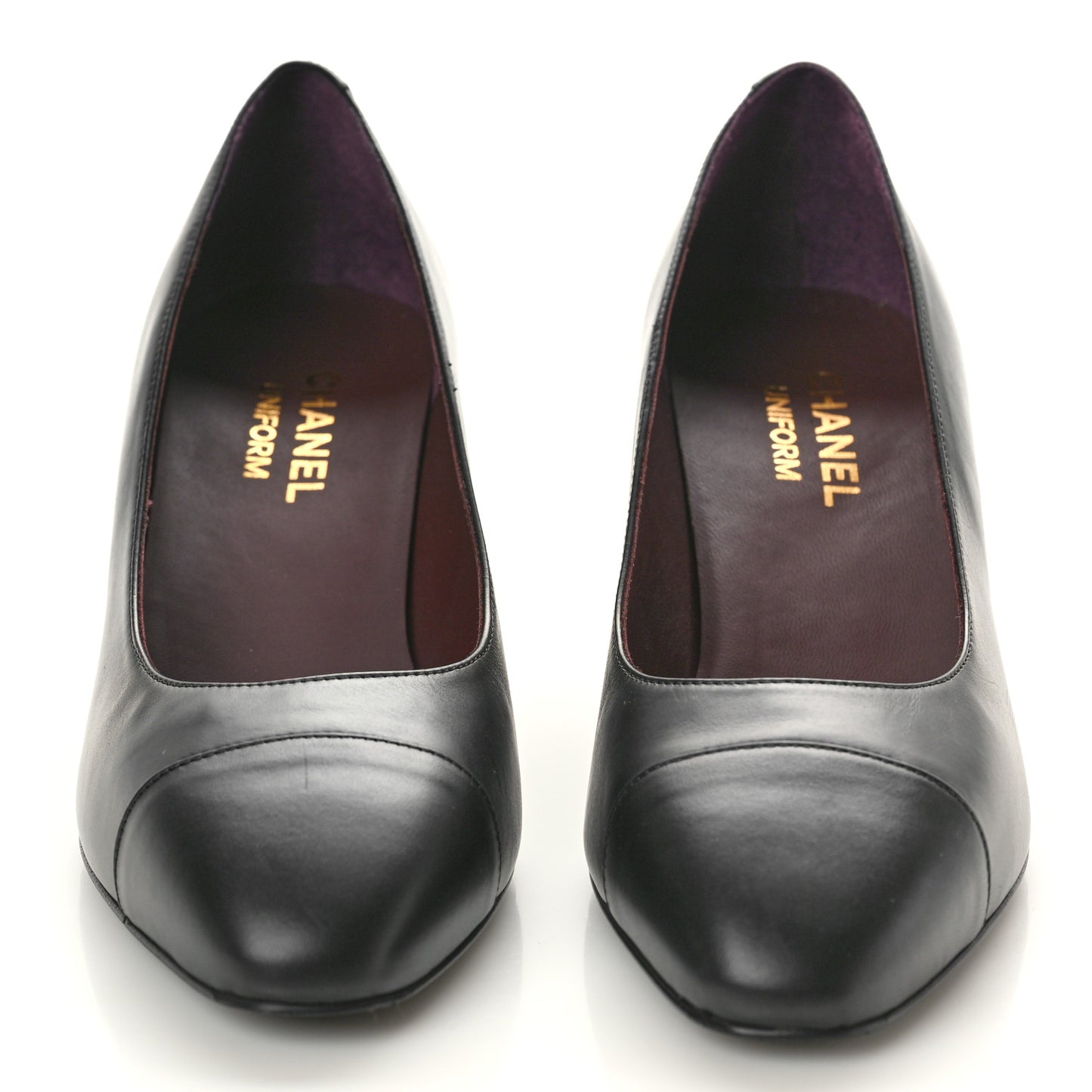 Lambskin Cap Toe CC Uniform Pumps 39 Black