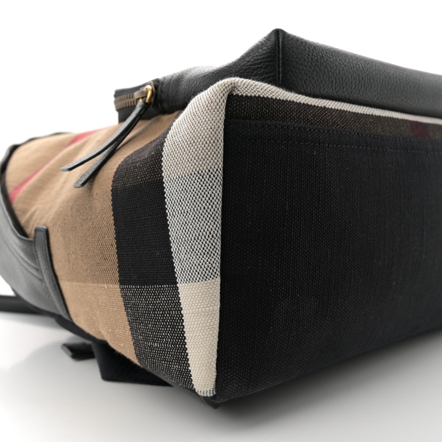 Mega Check Calfskin Abbeydale Simple Backpack Black Camel