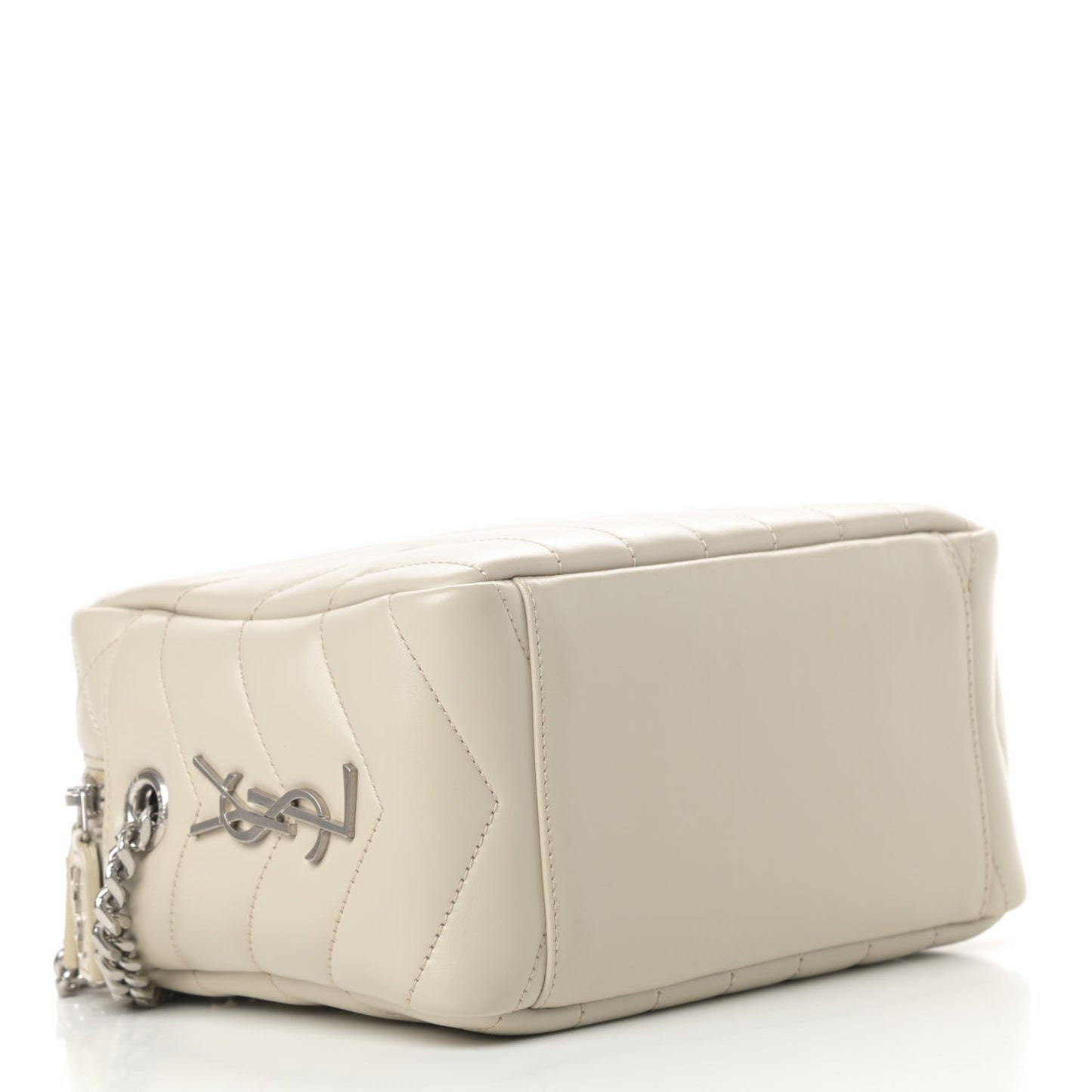 Calfskin Y Quilted Monogram Small Loulou Bowling Bag Ivory