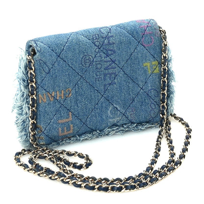 Chanel Denim Quilted Denim Mood Clutch With Chain Blue Multicolor 2 of 9