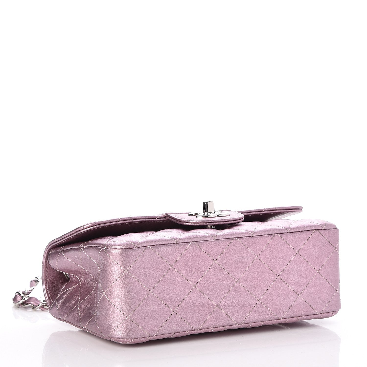 Chanel Metallic Calfskin Quilted Mini Rectangular Flap Pink 4 of 8