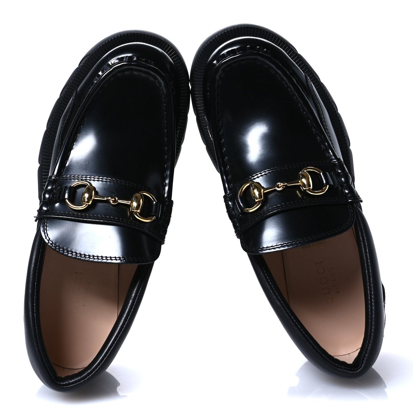 Magnum Calfskin Nappa Samoa Womens Horsebit Platform Chunky Lug Sole 40mm Loafers 35 Black
