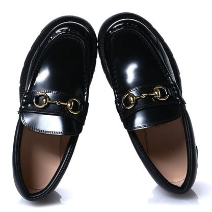 Gucci Magnum Calfskin Nappa Samoa Womens Horsebit Platform Chunky Lug Sole 40mm Loafers 35 Black 2 of 7