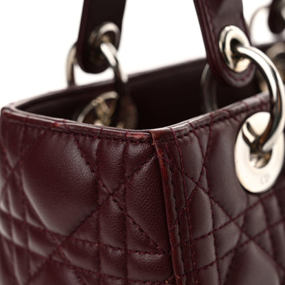 Christian Dior Lambskin Cannage Medium Lady Dior Burgundy 11 of 13