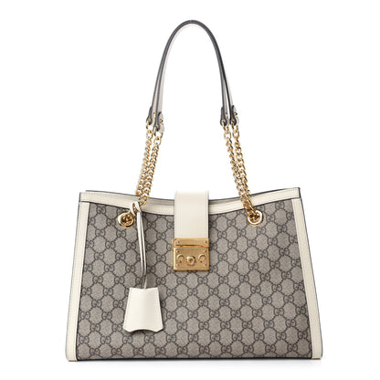 Gucci GG Supreme Monogram Medium Padlock Tote White 1 of 10