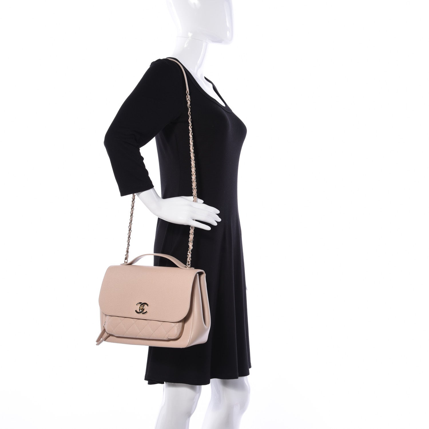 Chanel Caviar Quilted Large Business Affinity Flap Beige 2 of 12