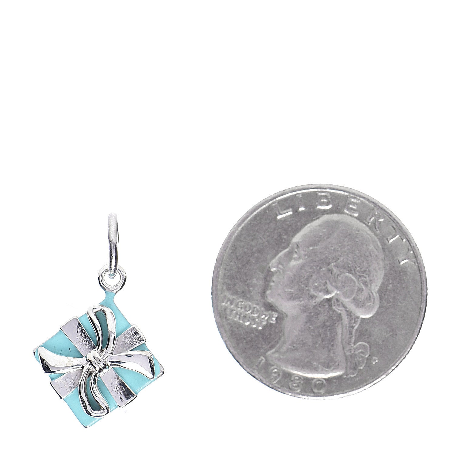 Tiffany Sterling Silver Enamel Gift Box Charm Blue 2 of 3