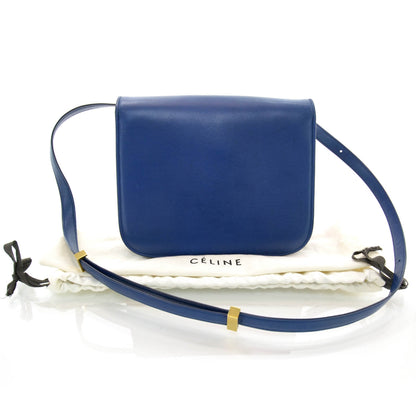 Celine Leather Medium Classic Box Flap Bag Blue 3 of 9
