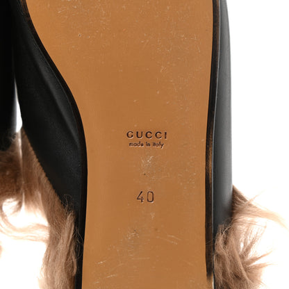 Gucci Calfskin Fur Womens Princetown Slippers 40 Black 7 of 10