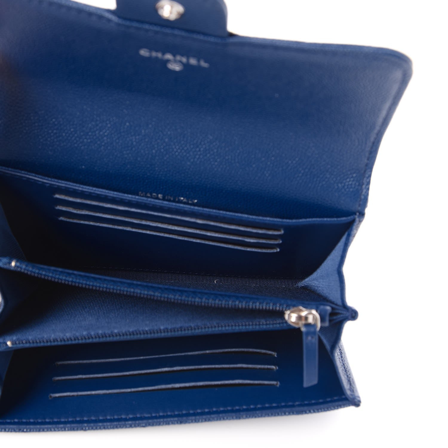 Chanel Caviar Chevron Quilted Medium Flap Wallet Blue 5 of 9