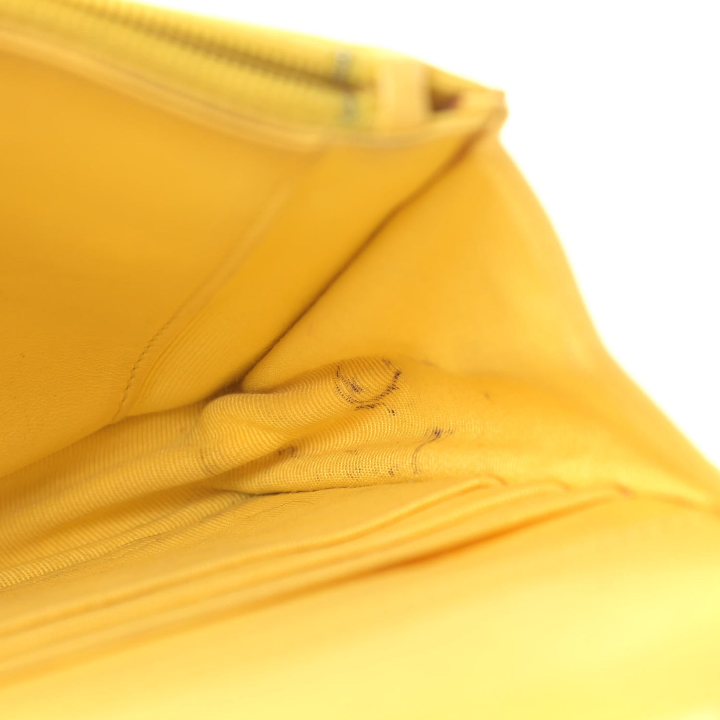 Lambskin Quilted Wallet on Chain WOC Yellow