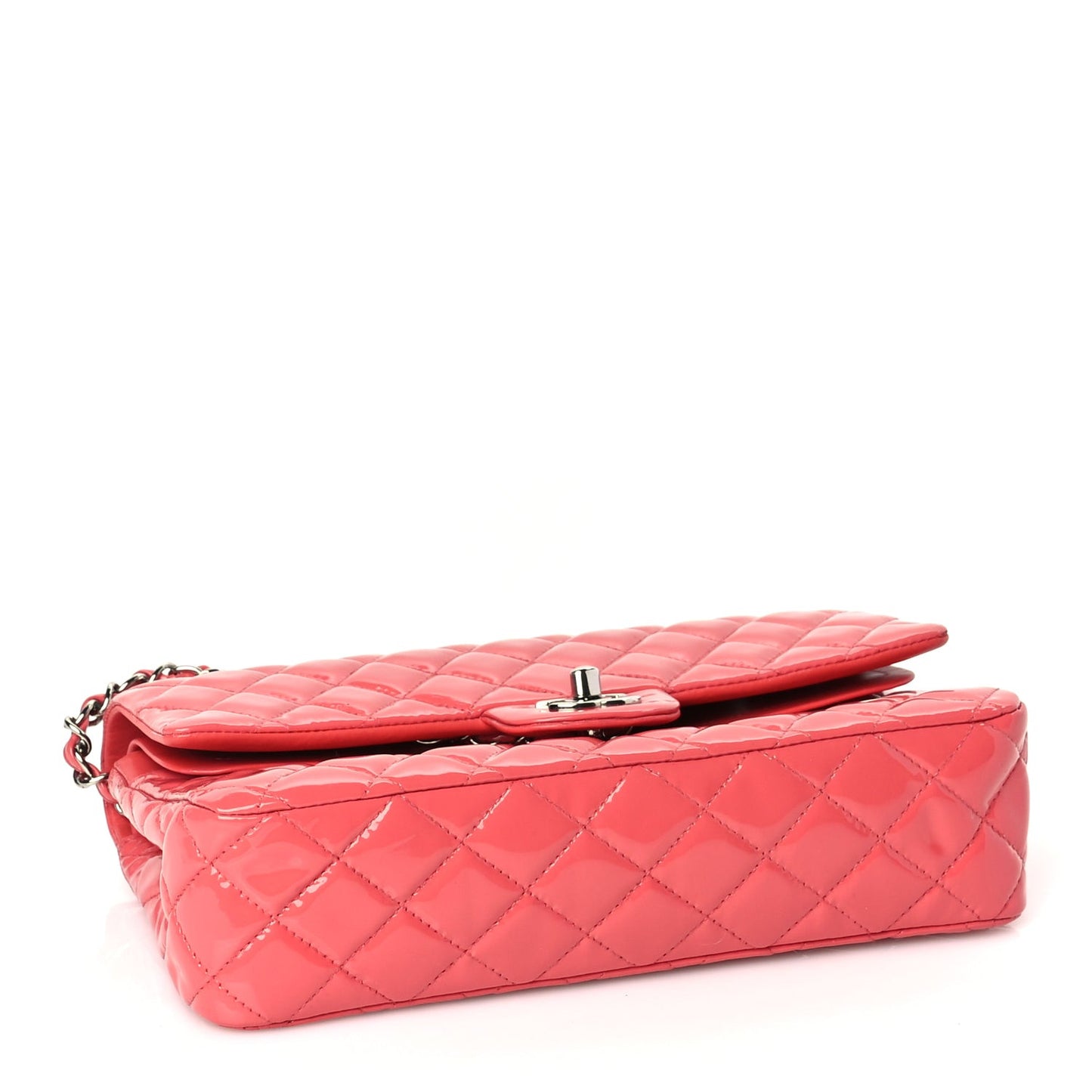 Patent Quilted Medium Double Flap Dark Pink