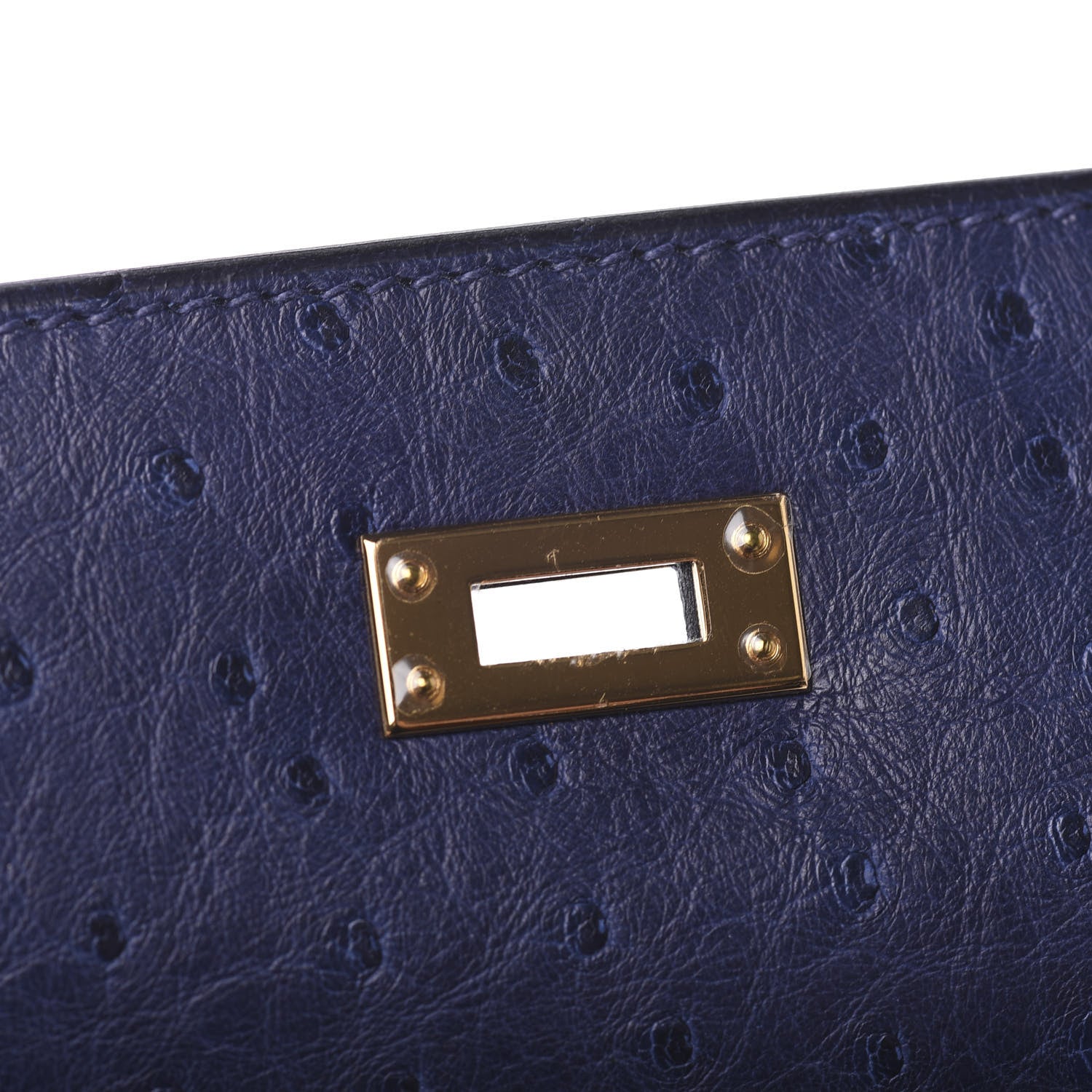 Hermes Ostrich Kelly Pochette Clutch Bleu Iris 22 of 30