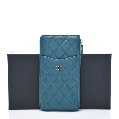 Chanel Caviar Quilted Classic Flat Wallet Pouch Dark Turquoise 6 of 10
